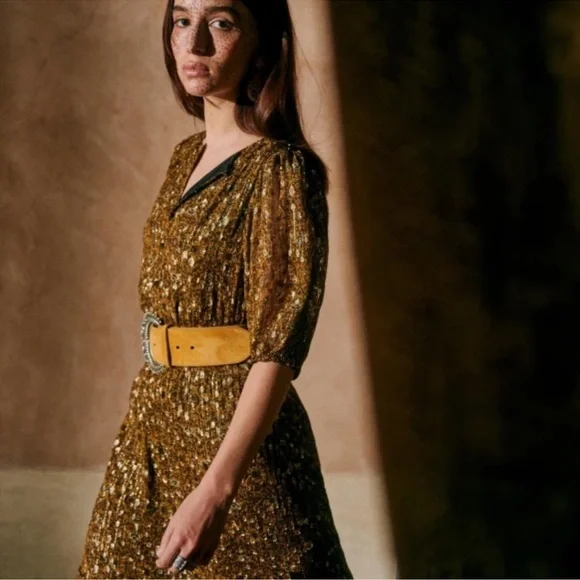 Sezane Metallic Gold and Black Maxi Dress - Picture 2 of 10